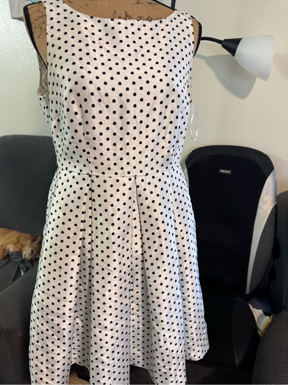 Danny & Nicole White Dress with Black Polka Dots